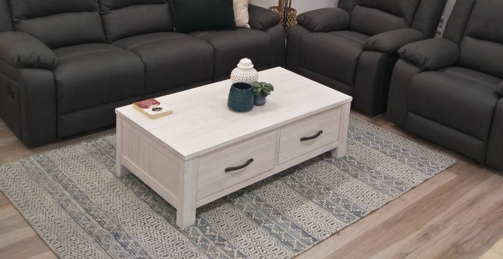 "Avalon" Hamptons Style Coastal Timber Coffee Table, White Wash W127 x D66.5 x H40cm (RRP $899) - Image 3