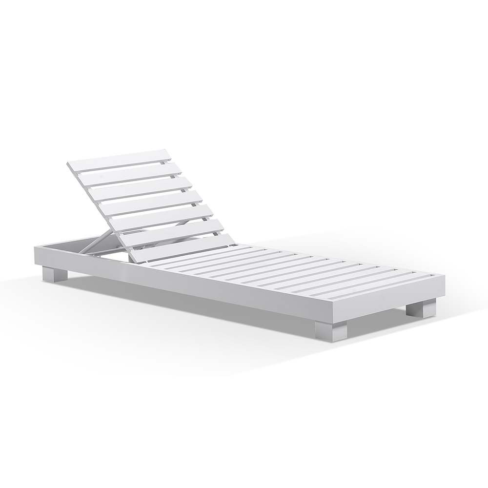 "Hawaii" Hamptons Style Aluminium Sun Lounge Set in White with Sunbrella Beige & White Cushions (RRP $3599) - Image 2
