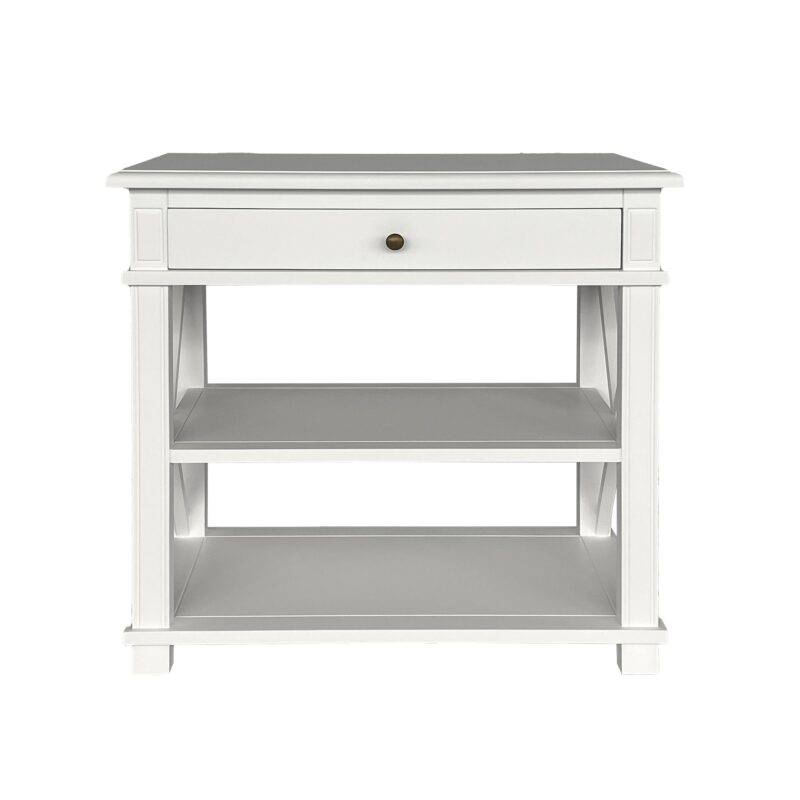 "Noosa" Hamptons Style Solid Timber X-Large Side Table White, 76cmW x 42cmD x 74cmH (RRP $1199)