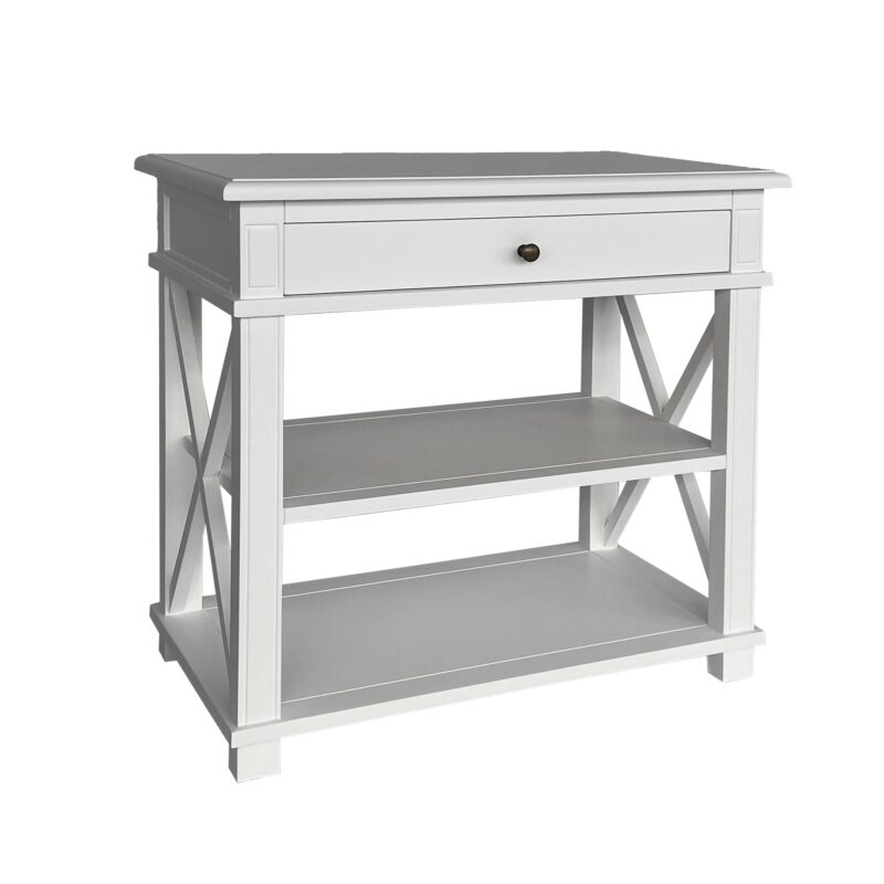 "Noosa" Hamptons Style Solid Timber X-Large Side Table White, 76cmW x 42cmD x 74cmH (RRP $1199) - Image 2