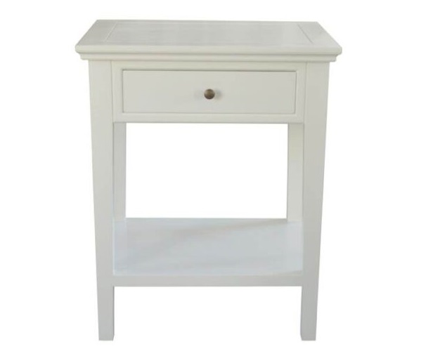 "Maine" Hamptons Style Solid Timber X-Large Side Table White, 60cmW×45cmD×76 cmH (RRP $899)