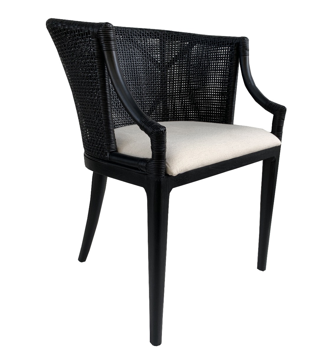 "Hampton Bay" Hampton Style Rattan Dining Chair Black, Black Legs (RRP $449)