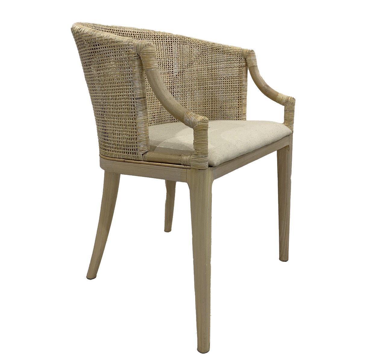 "Hampton Bay" Hampton Style Rattan Dining Chair Whitewash, Whitewash Legs (RRP $549)