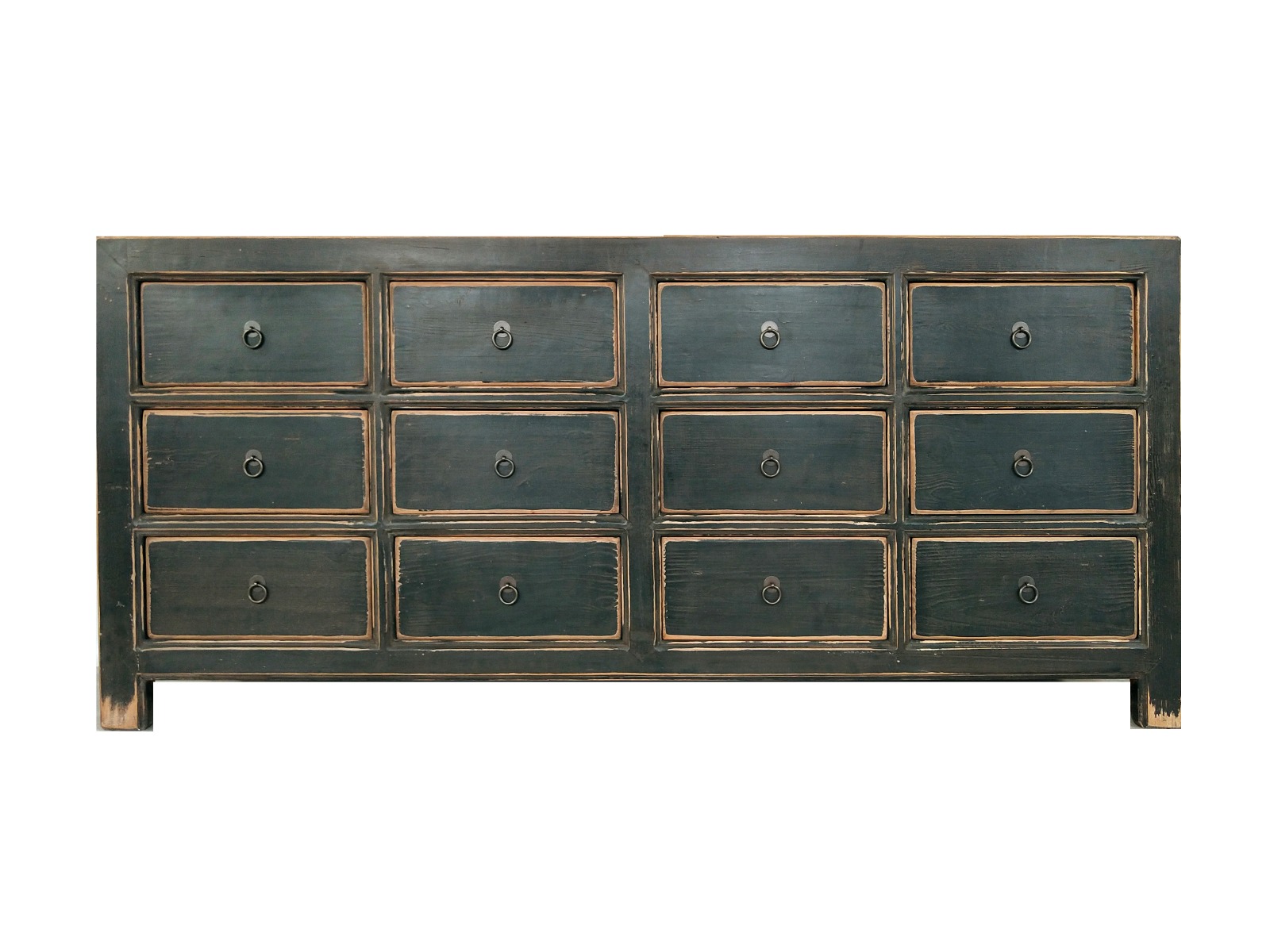 "Opium" Resort Style Recycled Timber Sideboard Buffet, Distressed Black 190 x 43 x 87 CM (RRP $3499)