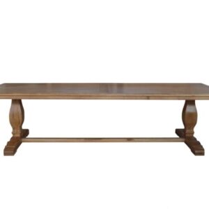 Sophia Oak Trestle Hamptons Style Hardwood Timber Dining Table with Pedestal Base, Natural Oak 300x120x78cm (RRP $5499)