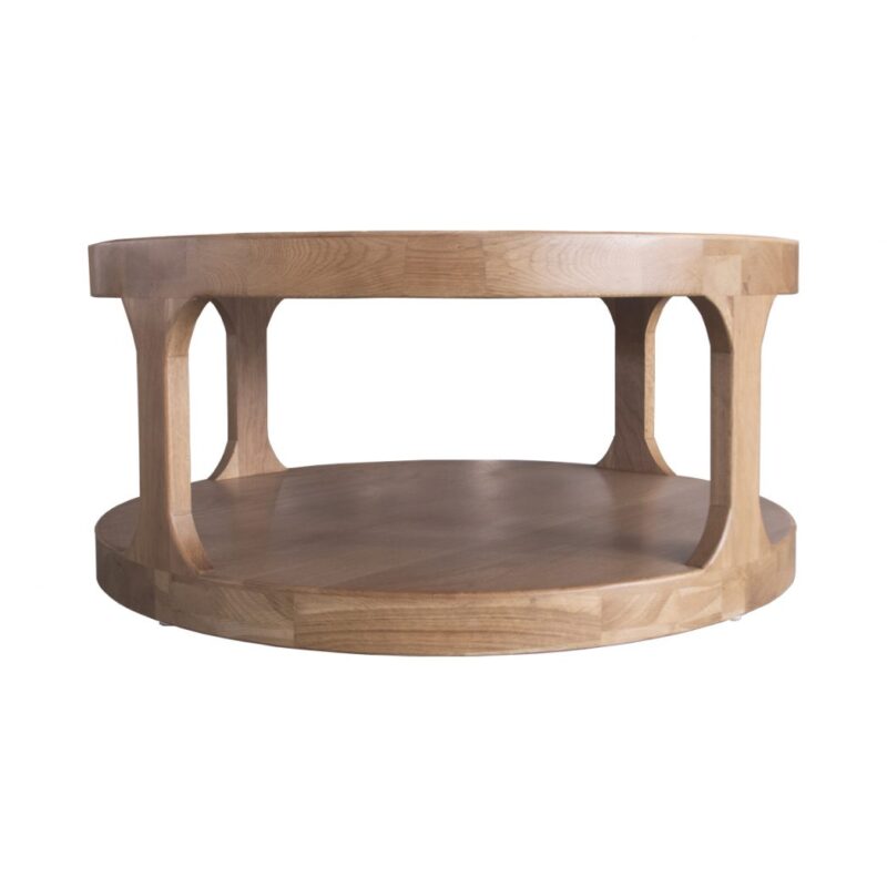 "Hans" Hamptons Style Oak Timber Round Coffee Table, 92cm DIA x 42cmH, Natural Oak (RRP $1299) - Image 2