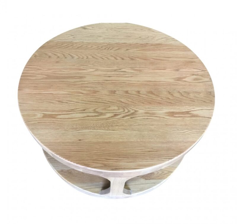 "Hans" Hamptons Style Oak Timber Round Coffee Table, 92cm DIA x 42cmH, Natural Oak (RRP $1299) - Image 3