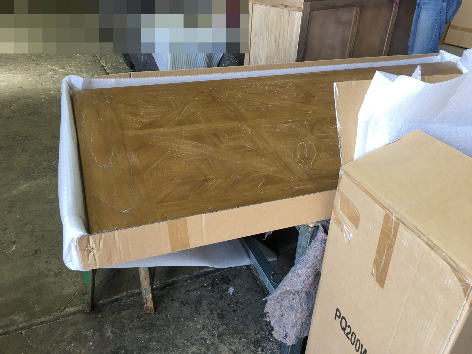 "Maison" Hamptons Style Dining Table Pedestal Base Reclaimed Elm, Distressed White Base 245cmW x 105cmD x 77cmH (RRP $3199) - Image 5