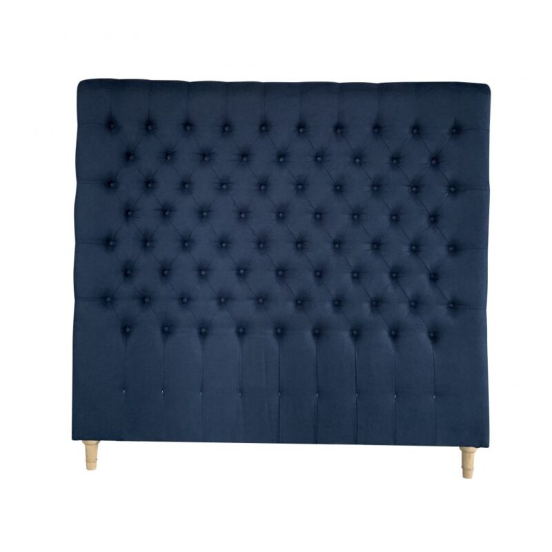 Chesterfield Hamptons Style Queen Size Headboard Navy Linen, 150cmH (RRP $1199) - Image 2