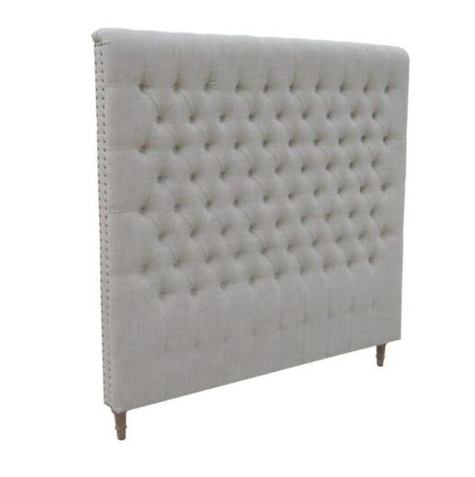 Chesterfield Hamptons Style King Size Headboard Natural Linen, 150cmH (RRP $1499)