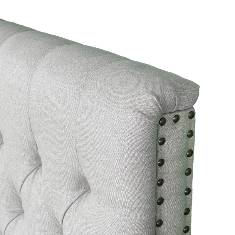 Chesterfield Hamptons Style King Size Headboard Natural Linen, 150cmH (RRP $1499) - Image 3