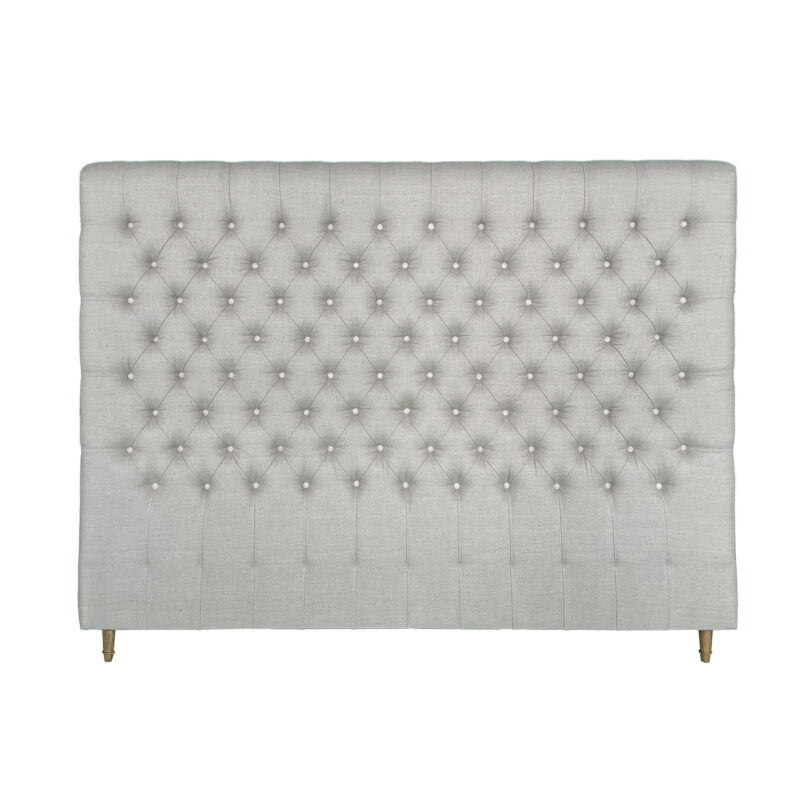Chesterfield Hamptons Style Queen Size Headboard Natural Linen, 150cmH (RRP $1199) - Image 2
