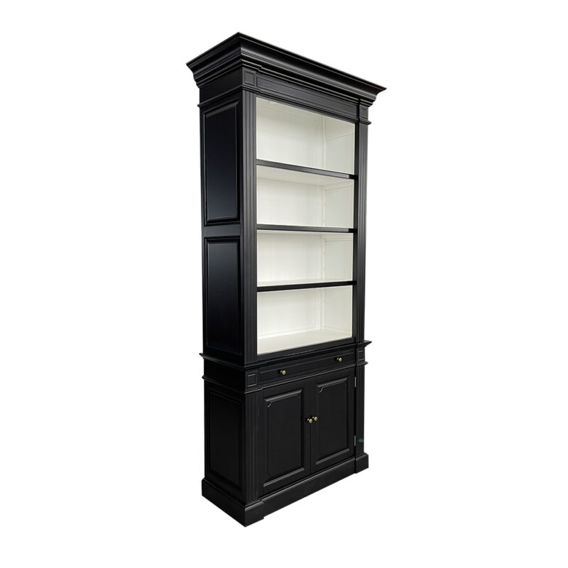 "Daydream" Hamptons Style Library One Bay Bookcase Black with White Interior (No Ladder), 108cmW x 45cmD x 230cmH (RRP $3999) - Image 2