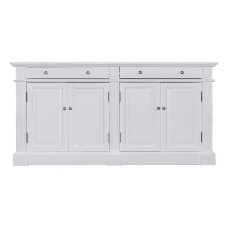 "Whitsunday" Hamptons Style 4 Door 2 Drawer Buffet Sideboard White, 160cmW x 43cmD x 80cmH (RRP $3499)