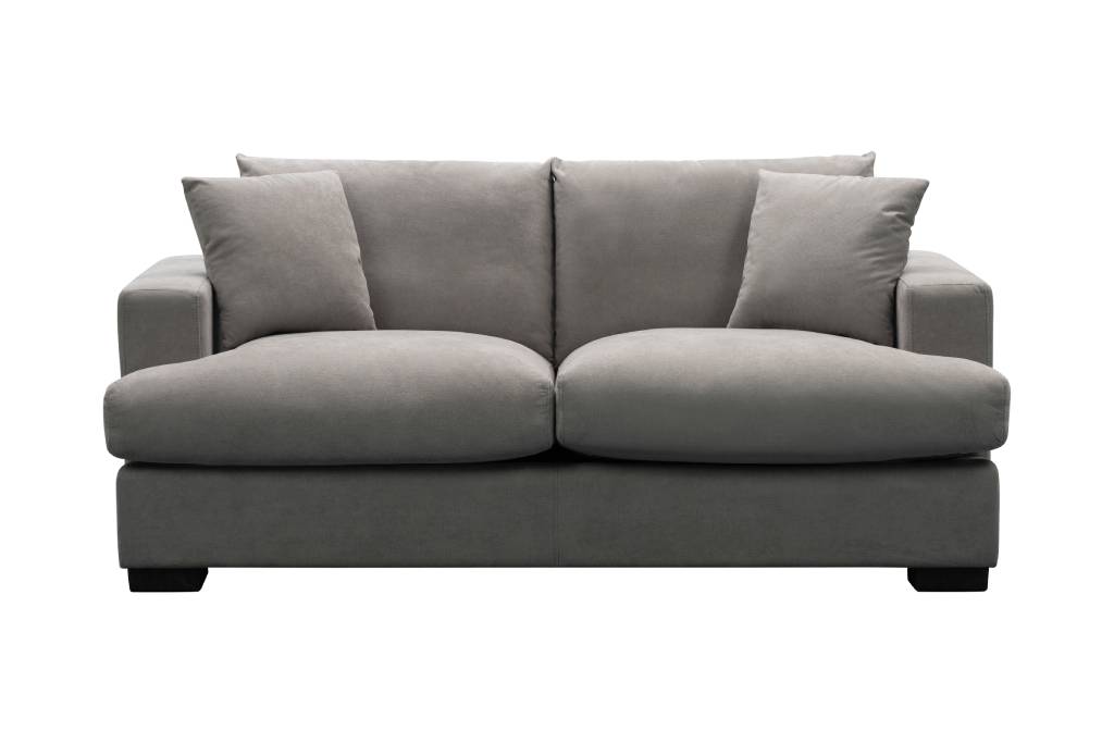 "Hamilton" Superior Comfort 2 Seater Fabric & Feather Seat Lounge, Light Grey W190 x D98 x H86 CM (RRP $1499)
