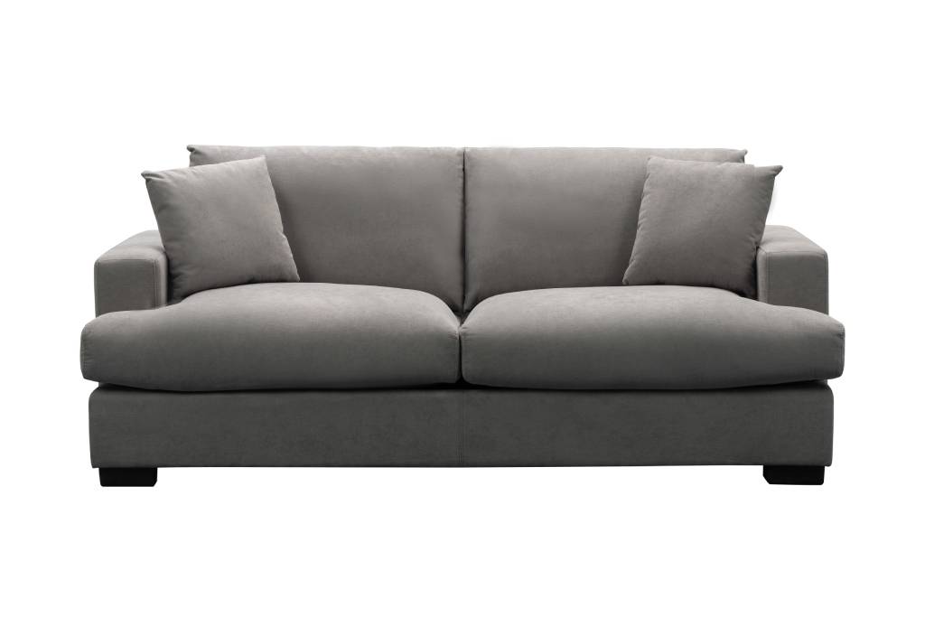 "Hamilton" Superior Comfort 2.5 Seater Fabric & Feather Seat Lounge, Light Grey W210 x D98 x H86 CM (RRP $1999)
