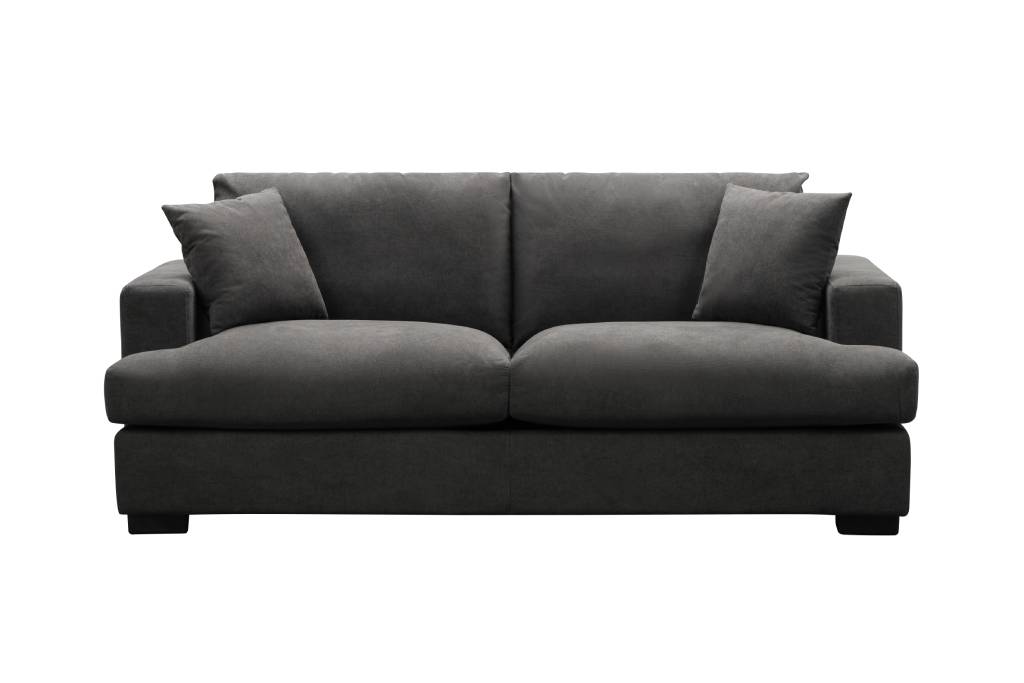 "Hamilton" Superior Comfort 2.5 Seater Fabric & Feather Seat Lounge, Dark Grey W210 x D98 x H86 CM (RRP $1999)