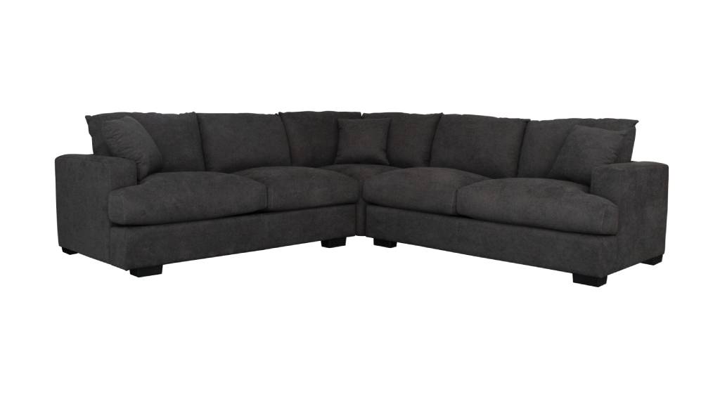 "Hamilton" Superior Comfort Fabric & Feather Corner Modular Lounge, Dark Grey W268 x D268 x H86 CM (RRP $3499)