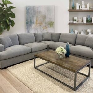 wp-image-tigress-44081.jpg "Hamilton" Superior Comfort Fabric & Feather Corner Modular Lounge, LIght Grey W268 x D268 x H86 CM (RRP $3499)