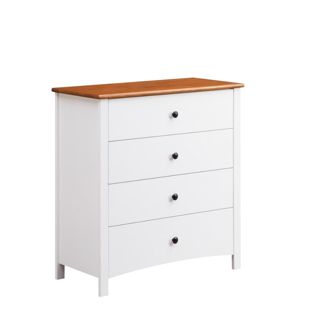 "Chloe" Hamptons Style 4 Drawer Tallboy, White 90x42x95CM (RRP $999)