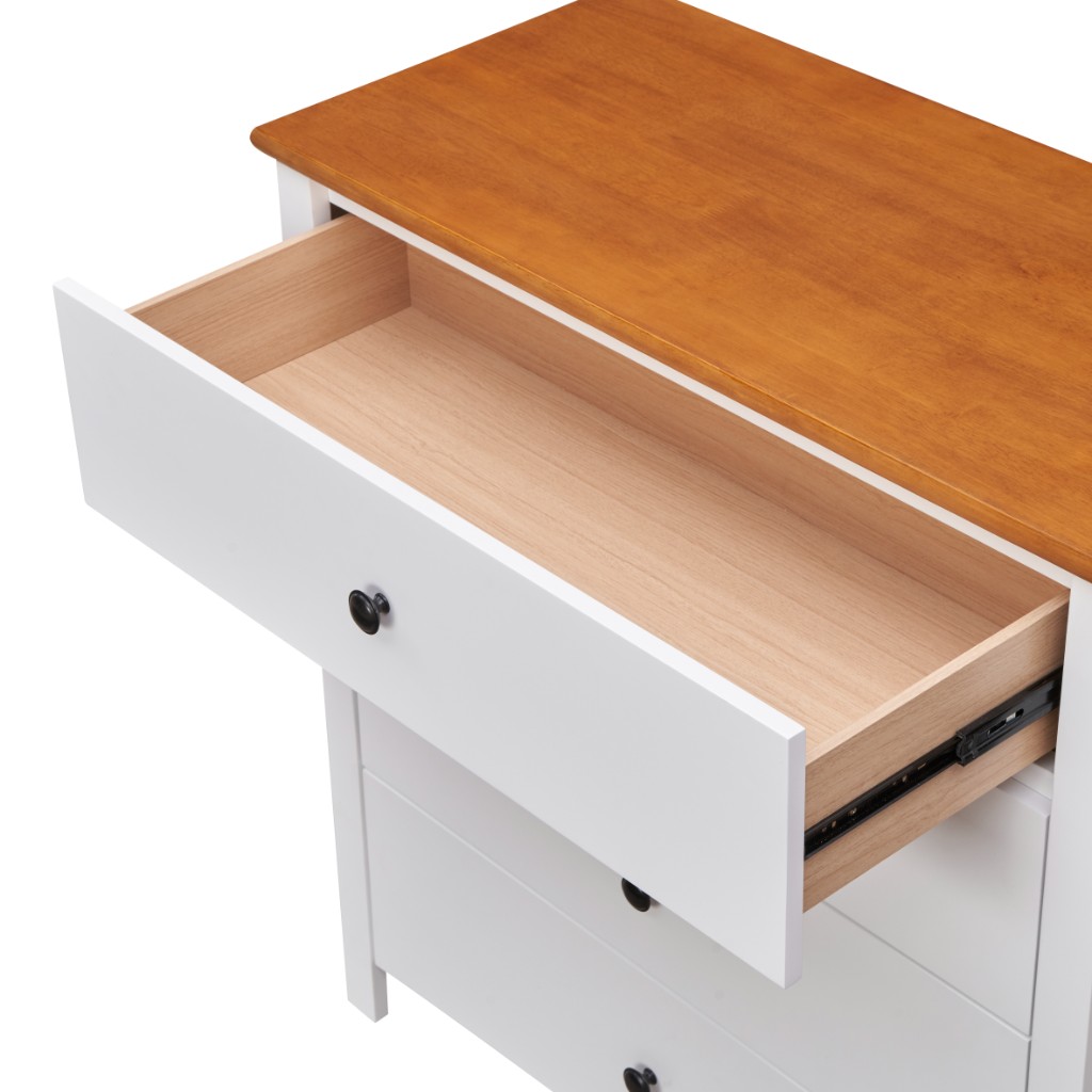 "Chloe" Hamptons Style 4 Drawer Tallboy, White 90x42x95CM (RRP $999) - Image 3