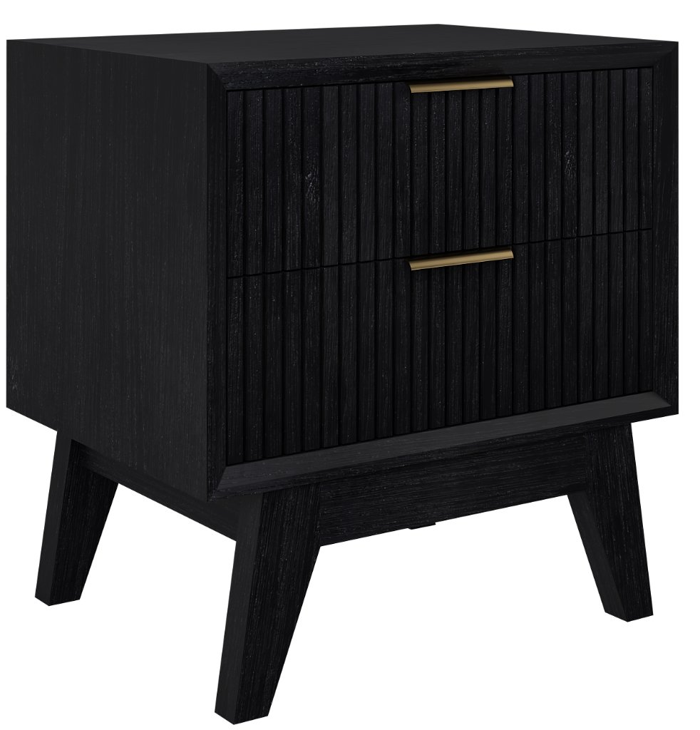 "Ellie" Hamptons Style 2 Drawer Bedside Table, Black 55x42x60CM (RRP $449)
