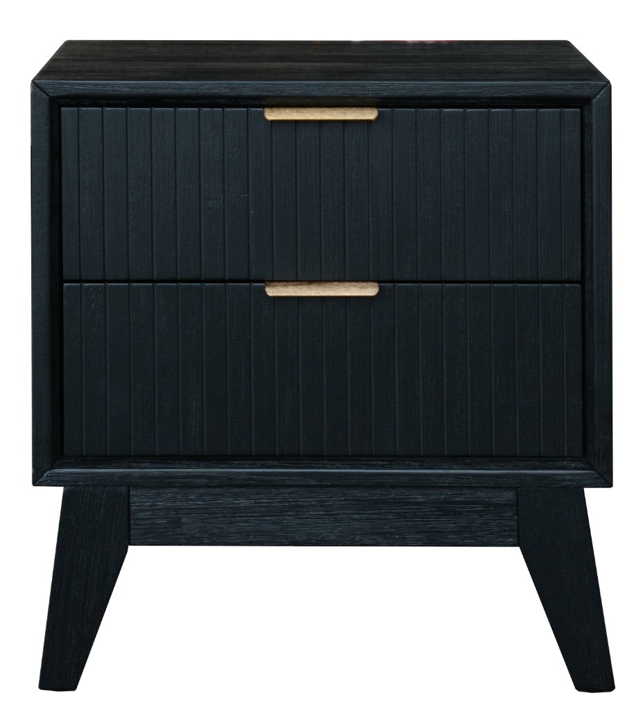 "Ellie" Hamptons Style 2 Drawer Bedside Table, Black 55x42x60CM (RRP $449) - Image 3