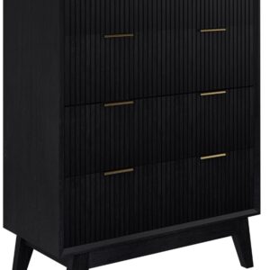 "Ellie" Hamptons Style 4 Drawer Tallboy, Black 90x42x120CM (RRP $1299)