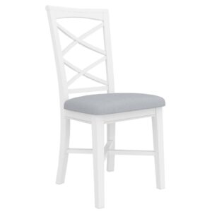 "Montauk" Hamptons Style Chair with Cross Back Detail and Cushioned Seat, Vivid White (RRP $349)