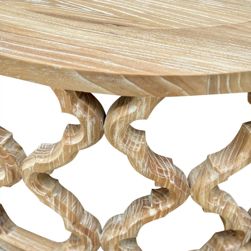 "Sienna" Hamptons Style Recycled Timber Round Coffee Table, Whitewashed Elm 92cm DIA x 40cmH (RRP $1499) - Image 2
