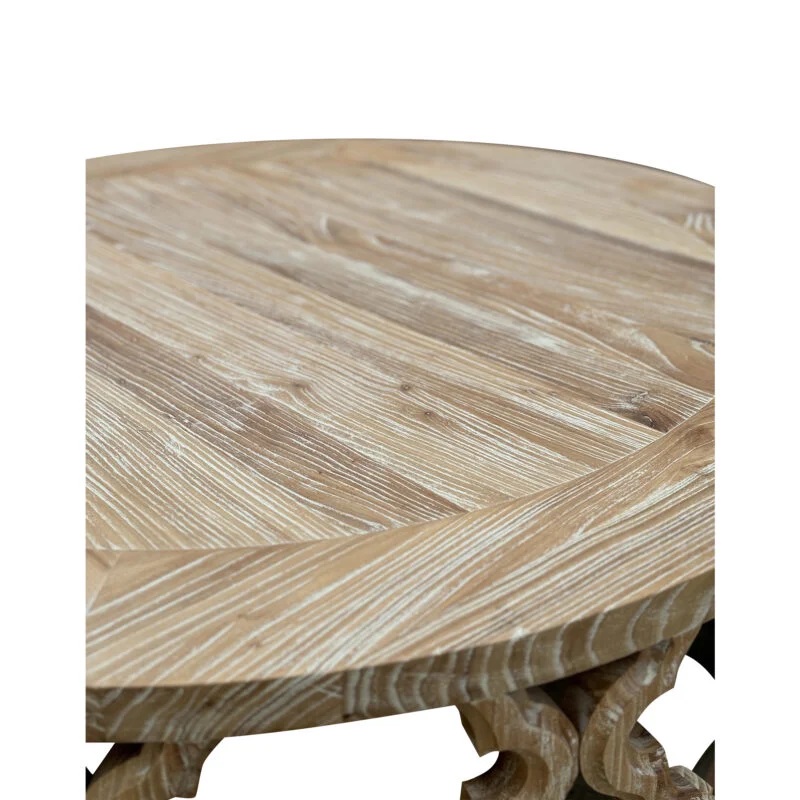 "Sienna" Hamptons Style Recycled Timber Round Coffee Table, Whitewashed Elm 92cm DIA x 40cmH (RRP $1499) - Image 3