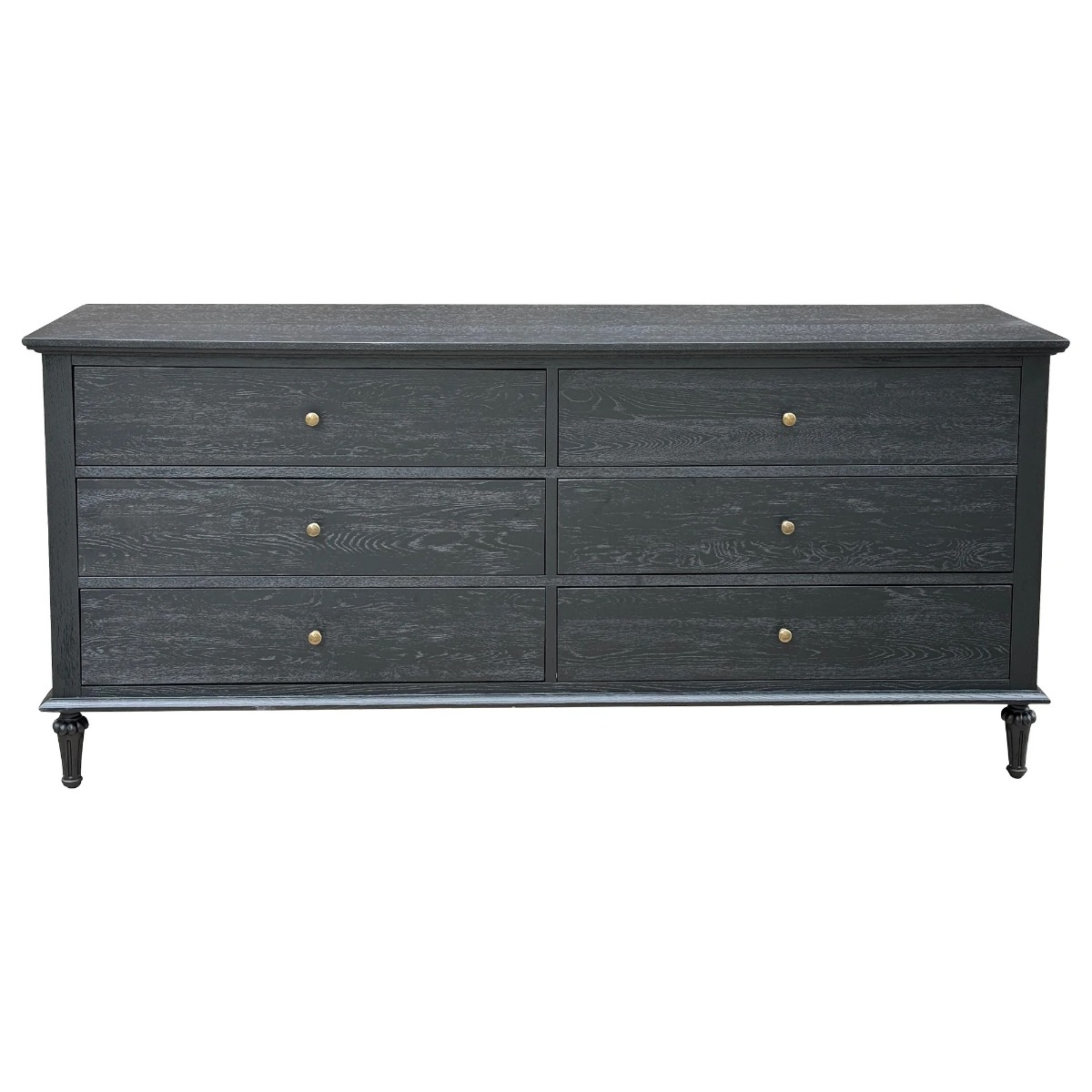 "Hampshire" Hamptons Style Solid Timber 6 Drawer Dresser, Black 183cmW x 53cmD x 84cmH (RRP $2999)