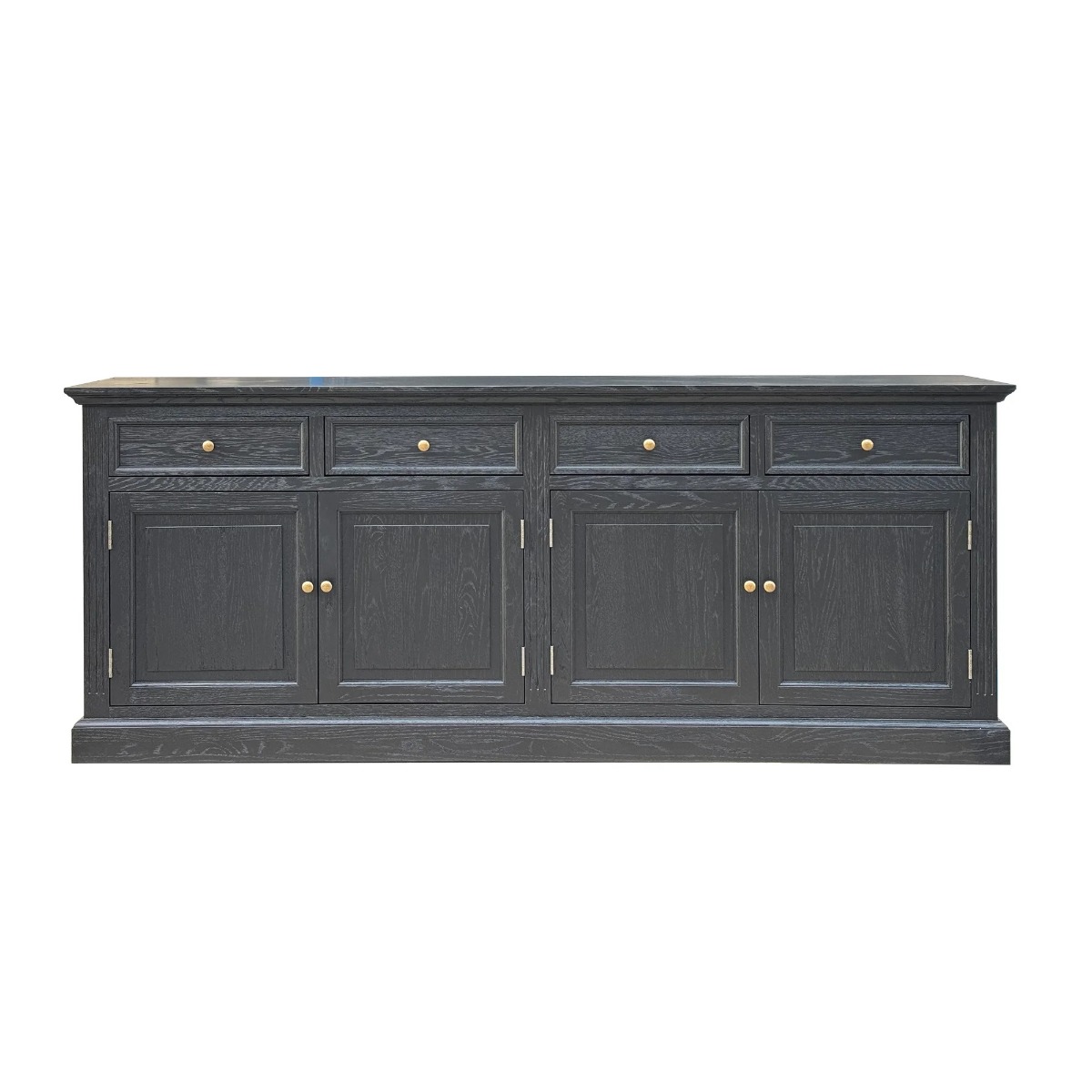 "Maine" Hamptons Style 4 Door 4 Drawer Buffet Sideboard Black, 200cmW x 43cmD x 80cmH (RRP $3499)