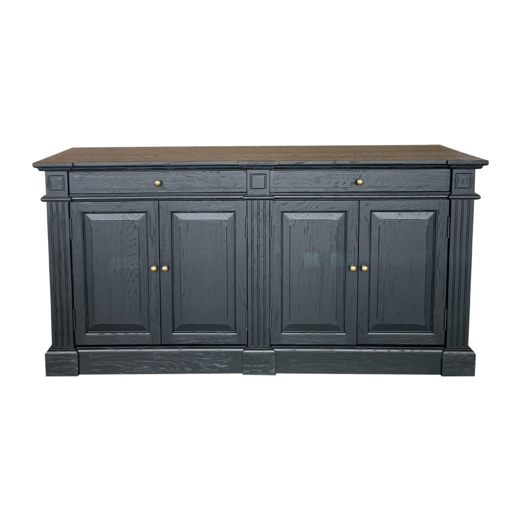 "Whitsunday" Hamptons Style 4 Door 2 Drawer Buffet Sideboard Black, 160cmW x 43cmD x 80cmH (RRP $3499)