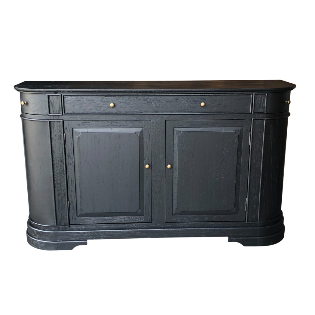 "William" 2 Door 3 Drawer Buffet Sideboard Rustic Black Oak, 165cmW x 48cmD x 96cmH (RRP $3499)