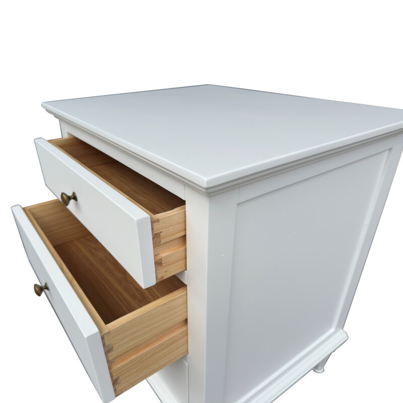 "Hampshire" Hamptons Style Solid Timber 3 Drawer Bedside Table, White 60cmW x 49cmD x 71cmH (RRP $999) - Image 5