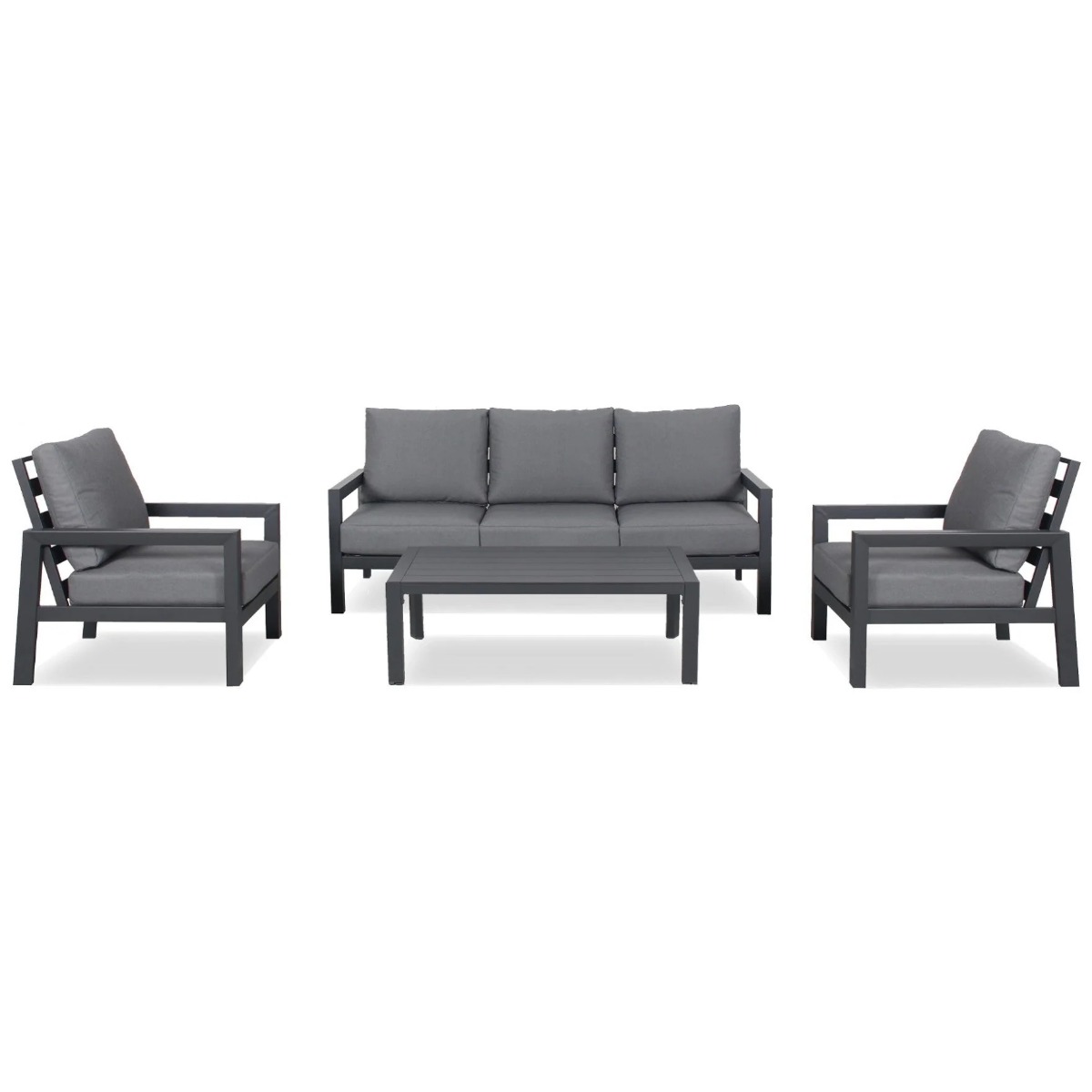 "Avoca" Resort Style Outdoor Aluminium 4 Piece Lounge Setting Charcoal (RRP $3499)