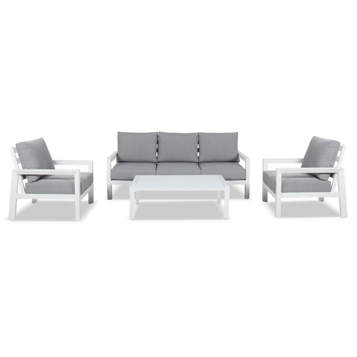 "Avoca" Resort Style Outdoor Aluminium 4 Piece Lounge Setting, White (RRP $3499)