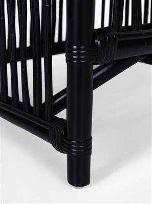 "Bangalow" Resort Style Rattan Cane Black Dining Armchair with White Cushion (RRP $449) - Image 2