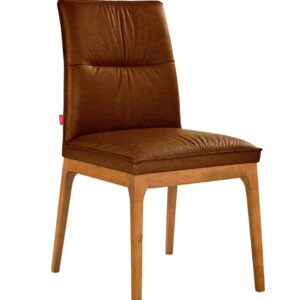 "Lauren" Resort Style Genuine Leather Dining Chair, Toffee with Natural timber Legs 48cmW x 59cmD x 90mH (RRP $449)