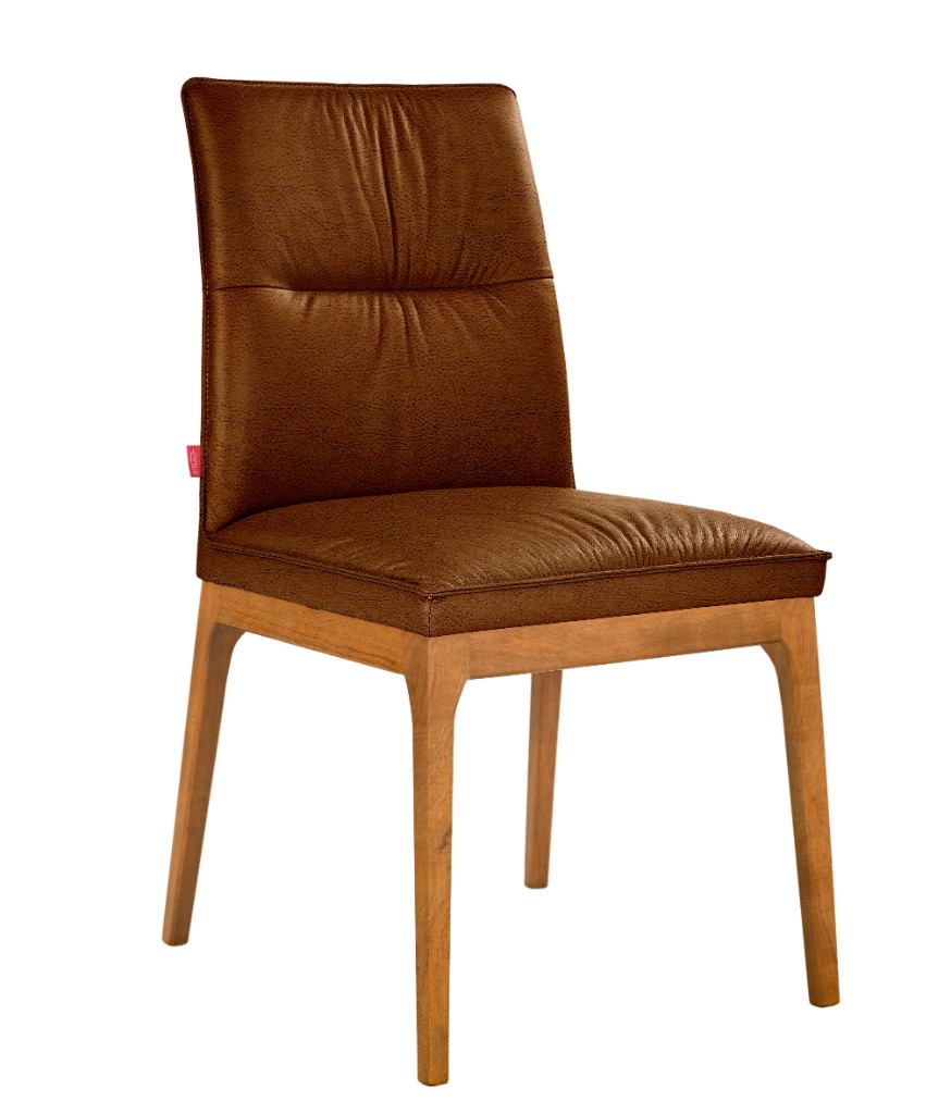 "Lauren" Resort Style Genuine Leather Dining Chair, Toffee with Natural timber Legs 48cmW x 59cmD x 90mH (RRP $449)