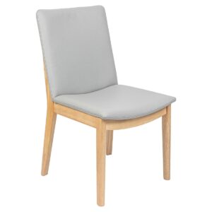 "Hamilton" Resort Style Genuine Leather Dining Chair, Pewter with Natural timber Legs (RRP $399)