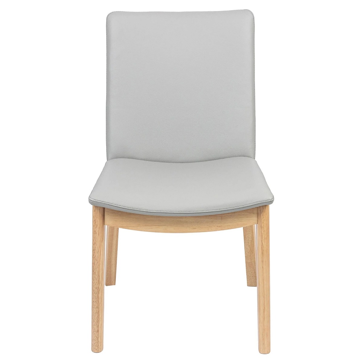 "Hamilton" Resort Style Genuine Leather Dining Chair, Pewter with Natural timber Legs (RRP $399) - Image 2