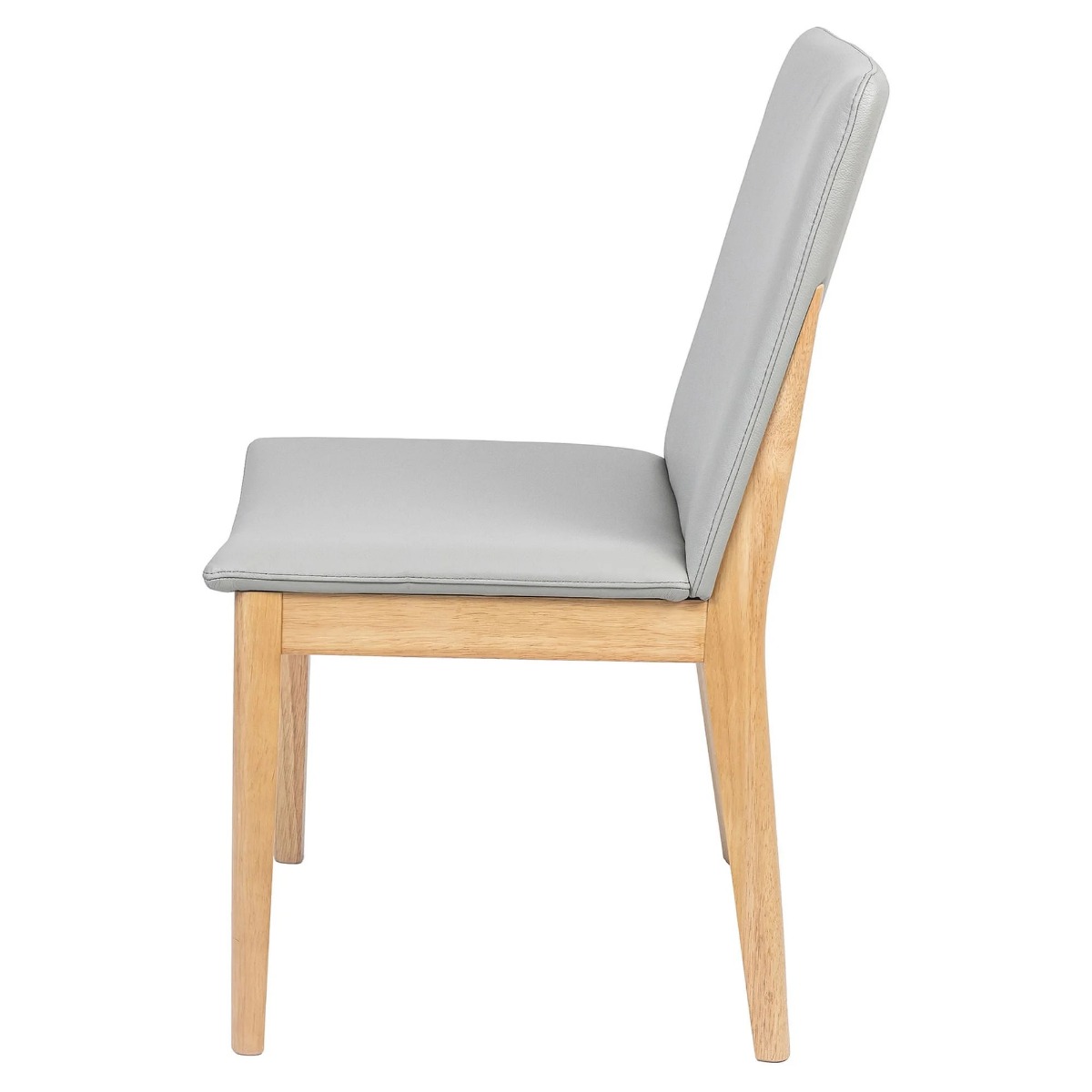 "Hamilton" Resort Style Genuine Leather Dining Chair, Pewter with Natural timber Legs (RRP $399) - Image 4