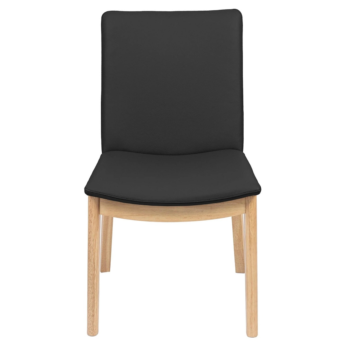 "Hamilton" Resort Style Genuine Leather Dining Chair, Black with Natural timber Legs (RRP $399) - Image 2