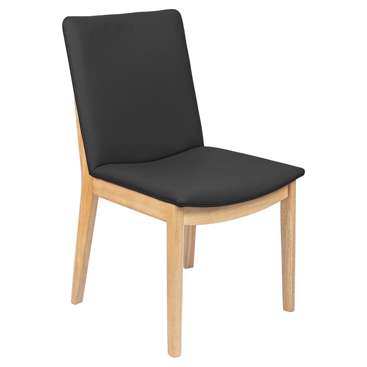 "Hamilton" Resort Style Genuine Leather Dining Chair, Black with Natural timber Legs (RRP $399)