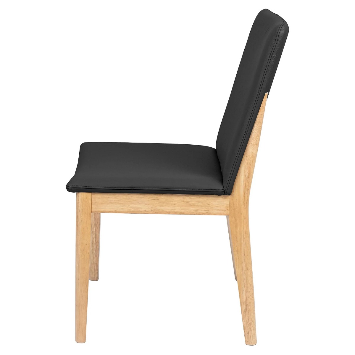 "Hamilton" Resort Style Genuine Leather Dining Chair, Black with Natural timber Legs (RRP $399) - Image 3