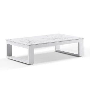 "Hawaii" Hamptons Style Outdoor Aluminium Coffee Table White with Ceramic Top, L120cm x D70cm x H43cm (RRP $899)