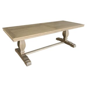 Sophia Hamptons Style Hardwood Timber Dining Table with Pedestal Base, Weathered Oak 240x100x78cm (RRP $4499)