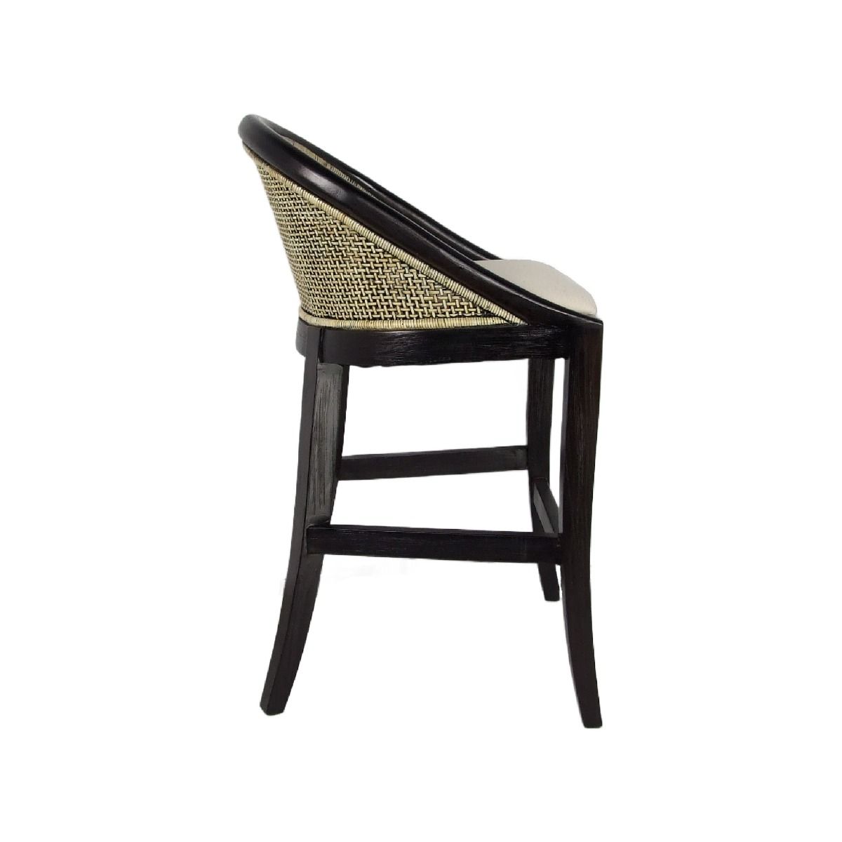 "Maldives" Hamptons Resort Style Barstool Blackwash Rattan with Black Timber Frame & Legs (RRP $549) - Image 5